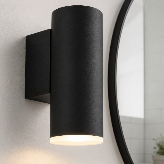 Applique per bagno moderna cilindro nero ip44