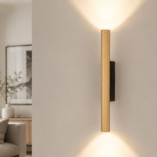 Applique nero oro da parete cilindro rigato led 11w 3000k