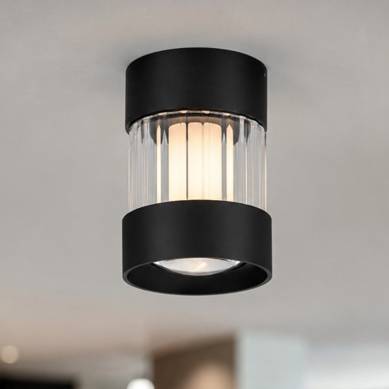 Faretto spot da soffitto cilindro nero vetro led 14w cct 2700k 3000k dimmerabile