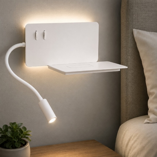 Ondaluce ap flat applique per camera da letto bianca multifunzione sinistra led