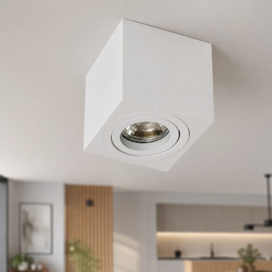 Faretto cubo da soffitto bianco orientabile