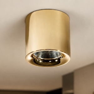 Faretto led 10w 3000k da soffitto cilindro oro lucido