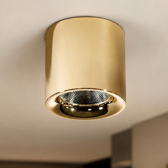 Faretto led 10w 3000k da soffitto cilindro oro lucido