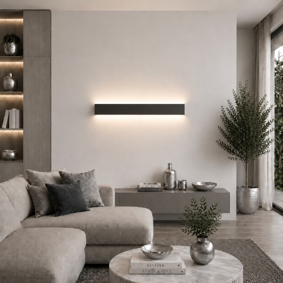 Applique antracite 65 cm led cct 43w 3000k 4000k rettangolare moderna luce indiretta