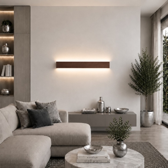 Applique ruggine 65 cm led 43w cct 3000k 4000k rettangolare moderna luce indiretta