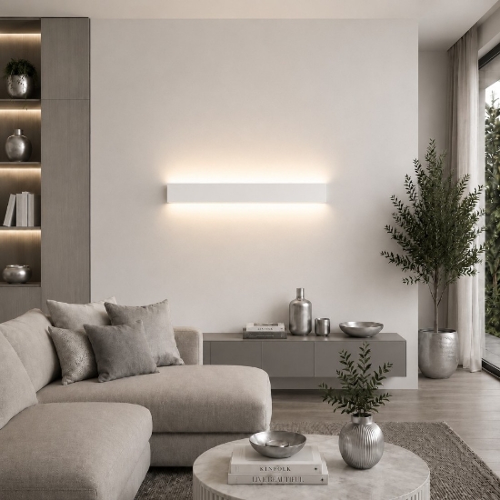 Applique 65 cm bianco led 43w cct 3000k 4000k moderno rettangolare luce indiretta