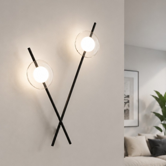 Mikado miloox applique da parete nero design moderna