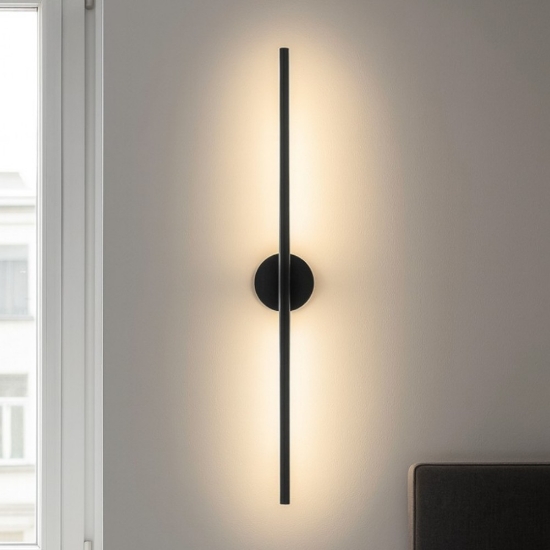 Applique da parete moderna nera bacchetta led 10w 3000k