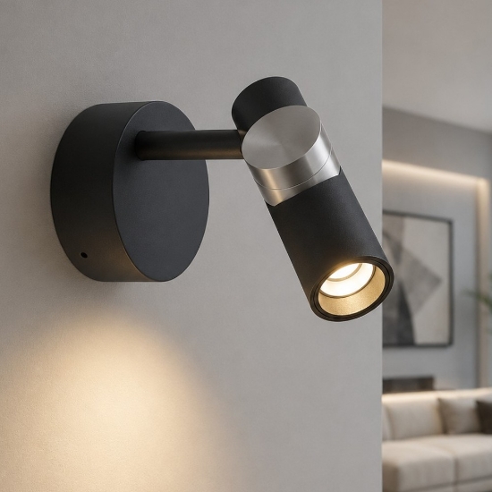 Linea light goose applique orientabile da parete led 3000k nero