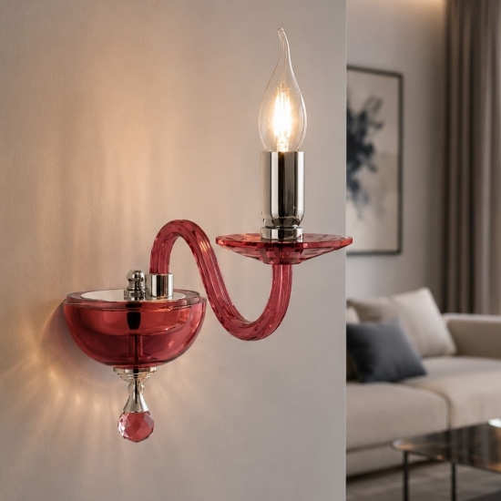Ondaluce ap paganini applique vetro rubino una luce