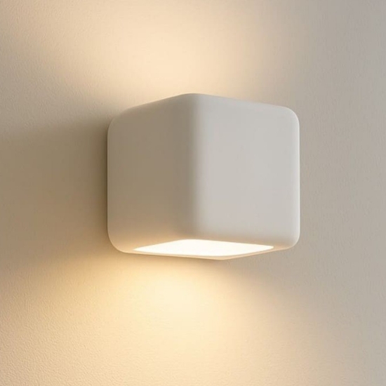 Lampada cubo applique gesso bianco pitturabile