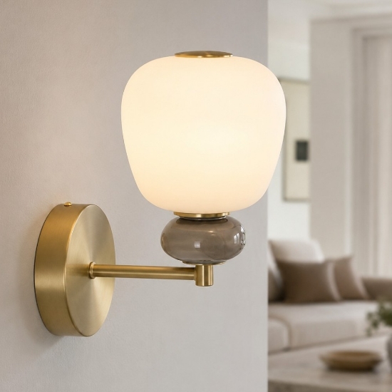 Applique led da pararete design vetro inserti in ceramica