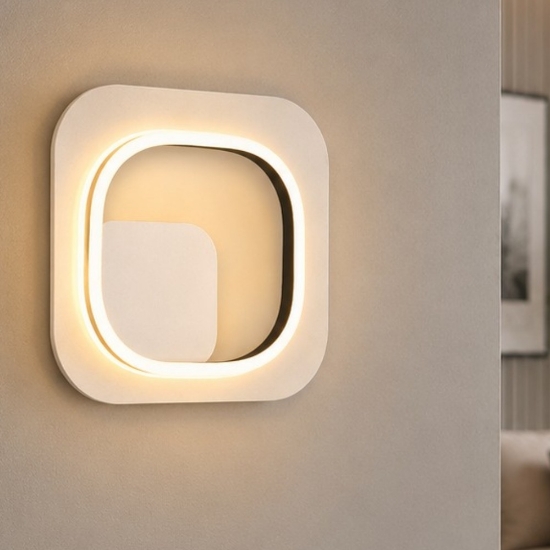 Applique led oro nero quadrato design moderno 12w 3000k dimmerabile