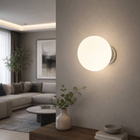Affralux applique potiri moderna sfera vetro bianco 25cm