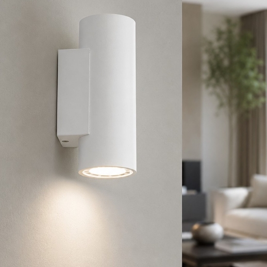 Applique da parete monoemissione birba linea light cilindro bianco gu10