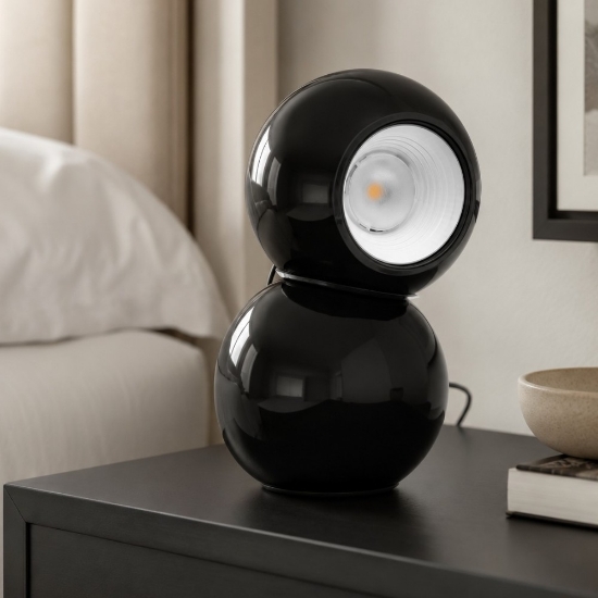Stilnovo gravitino abat-jour lampada da comodino nera design orientabile led