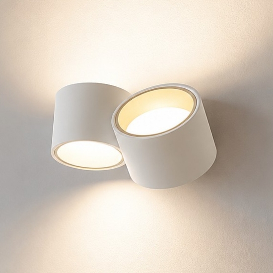 Applique due luci in gesso bianco dettagli ottone nasso sforzin