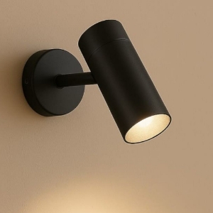 Applique moderna con cilindro nero da soffitto orientabile