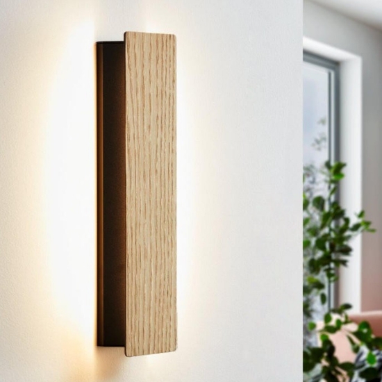 Eglo applique moderna rettangolare in legno led 12w 3000k
