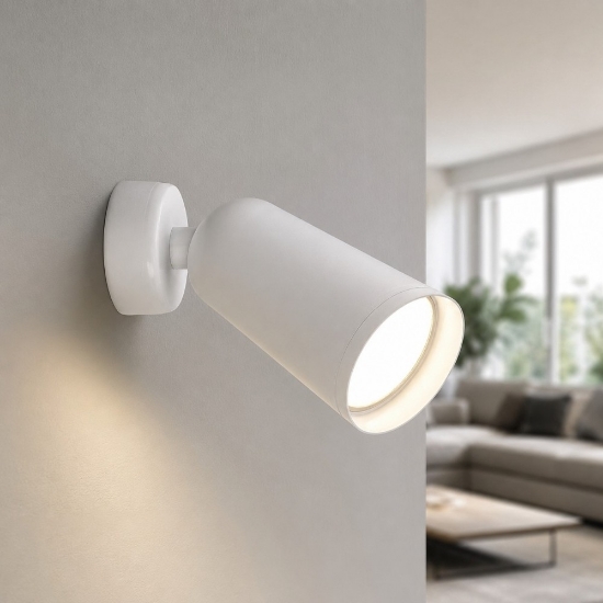 Maytoni applique da parete focus cilindro bianco orientabile