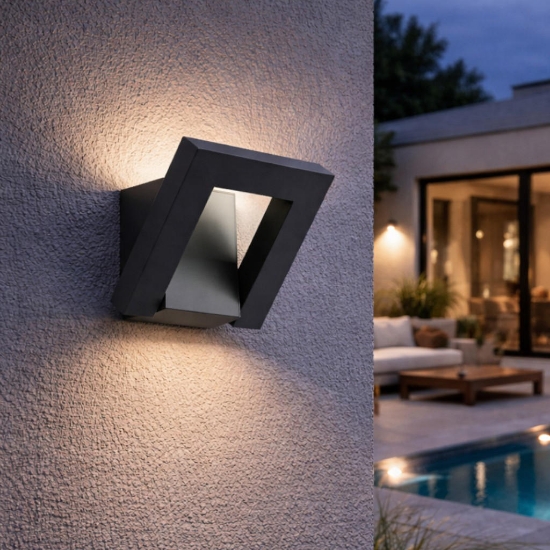 Perenz leva applique da eserno moderna led cct 3000k 4000k 12w ip54 antracite orientabile