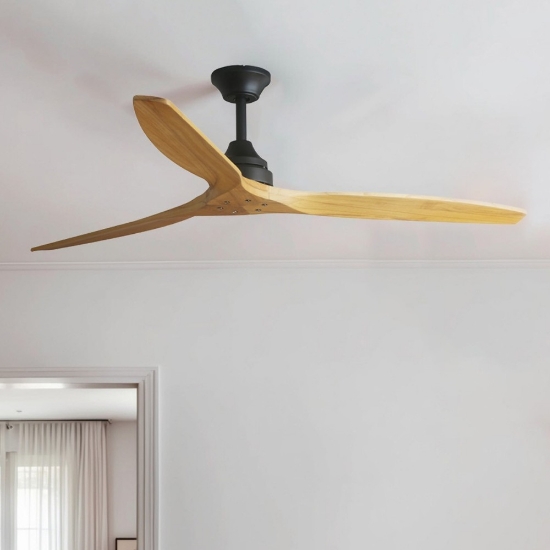 Ventilatore da soffitto nero pale legno smart wifi con telecomando fino a 28mq