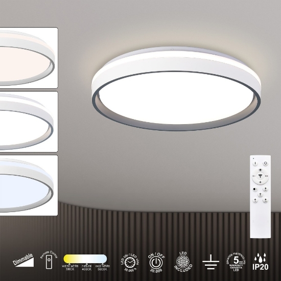 Plafoniera rotonda moderna bianco oro led 55w cct 2700k 4000k 5000k con telecomando