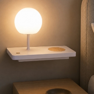 Applique multifunzione per comodino camera da letto lato destro caricatore wireless usb led 7w 3000k