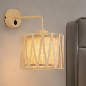 Applique da comodino con interruttore in tessuto sabbia per camera da letto