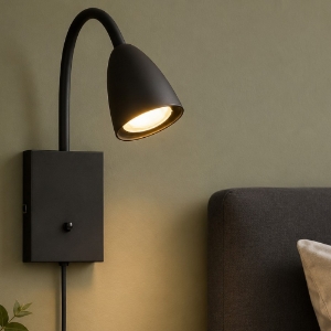 Applique per comodino cameretta ragazzo nero opaco luce orientabile