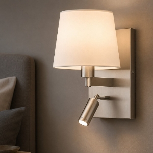 Applique elegante per comodino camera da letto paralume bianco luce led