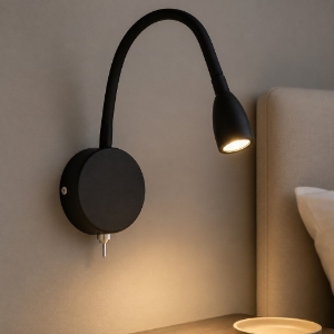 Applique nero orientabile led 3w 3000k per comodino camera da letto