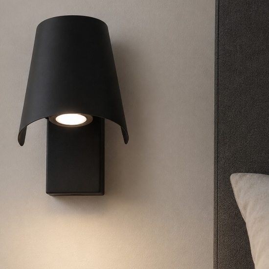 Applique per comodino camera da letto nero orientabile da lettura led 3w 3000k