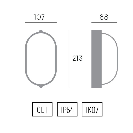 Applique ovale nera da esterno balcone design industrial