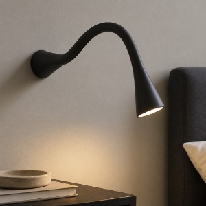 Linea light snake w1 nero led 1,5w 3000k applique da comodino