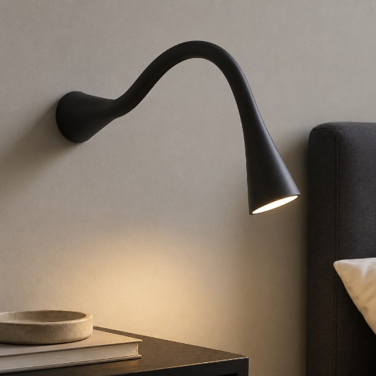 Linea light snake w1 nero led 1,5w 3000k applique da comodino