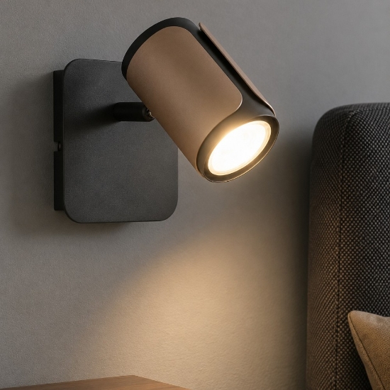 Applique da comodino con interruttore nero caffe per camera da letto