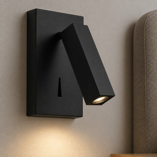 Applique orientabile per camera da letto led 3000k nero