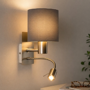Applique per camera da letto antracite luce da lettura eglo pasteri