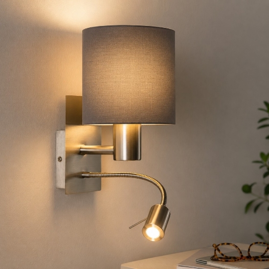 Applique per camera da letto antracite luce da lettura eglo pasteri