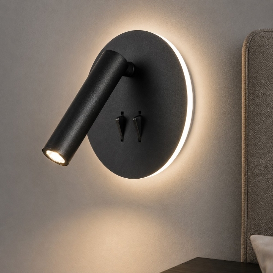 Ap sella ondaluce applique led orientabile nero tondo