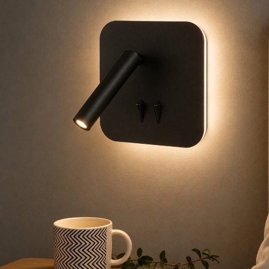 Ondaluce ap sella applique per comodino camera da letto nera led 3000k