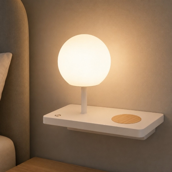 Applique sinistro comodino per camera da letto usb caricatore wireless led 7w 3000k