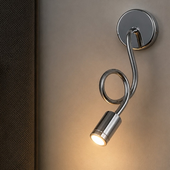 Focus-1 ap applique cromata luce orientabile per comodino camera da letto
