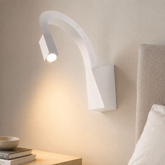 Applique led 2w 3000k orientabile linea light snake w3 per camera da letto