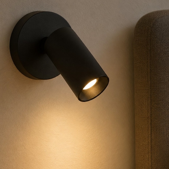 Applique nero linea light bart w switch led 5w 3000k orientabile