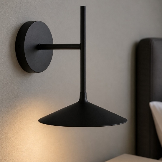 Applique da comodino poe led 3000k nera moderna