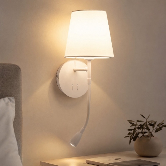 Applique bianca per comodino da camera da letto moderna led 10w 3000k
