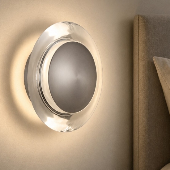 Applique per comodino grigio disco per camera da letto moderna led 8w 3000k