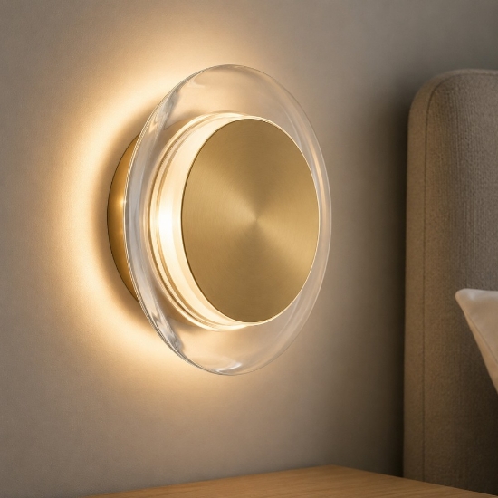 Applique dorata moderna led 8w 3000k per camera da letto